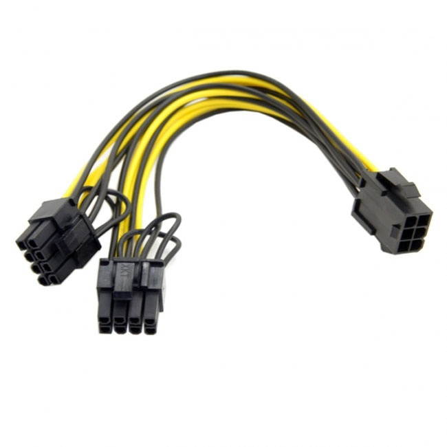 Jimier PCI-E PCI Express ATX 6Pin Male to Dual 8Pin & 6Pin Female Video Card Extension Splitter Power Cable PW-185