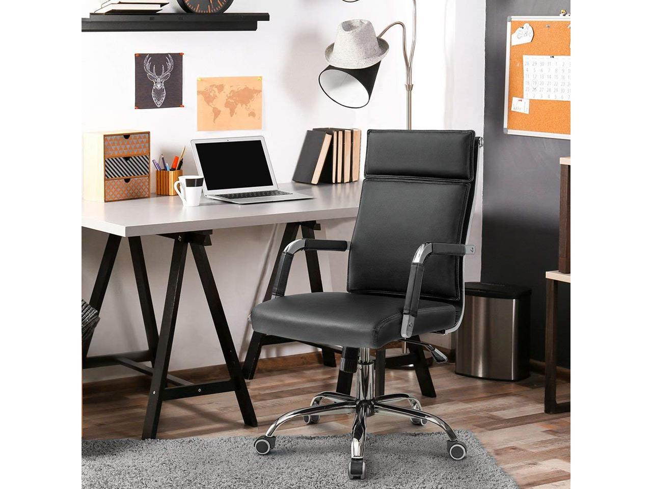 Homall Office Desk Chair Mid-Back Computer Chair Leather Executive Adjustable Swivel Task Chair Conference Chair with Armrests (White)