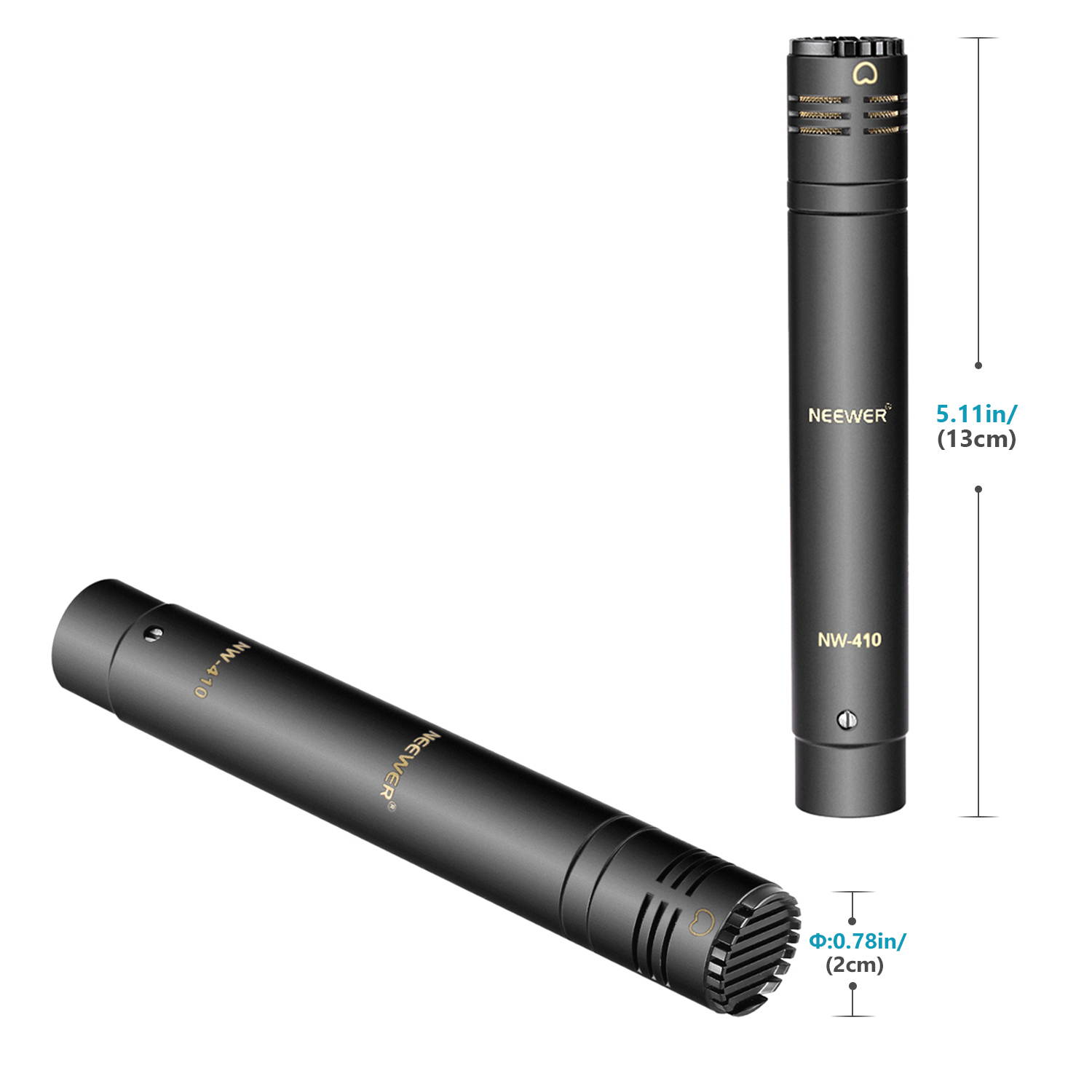 Neewer 2-Pack Pencil Stick Condenser Microphone with Interchangeable Omni, Cardioid and Super Cardioid Capsules, Foam Windscreens, Mic Clip and Portable Carrying Case for Acoustic Woodwind Instruments