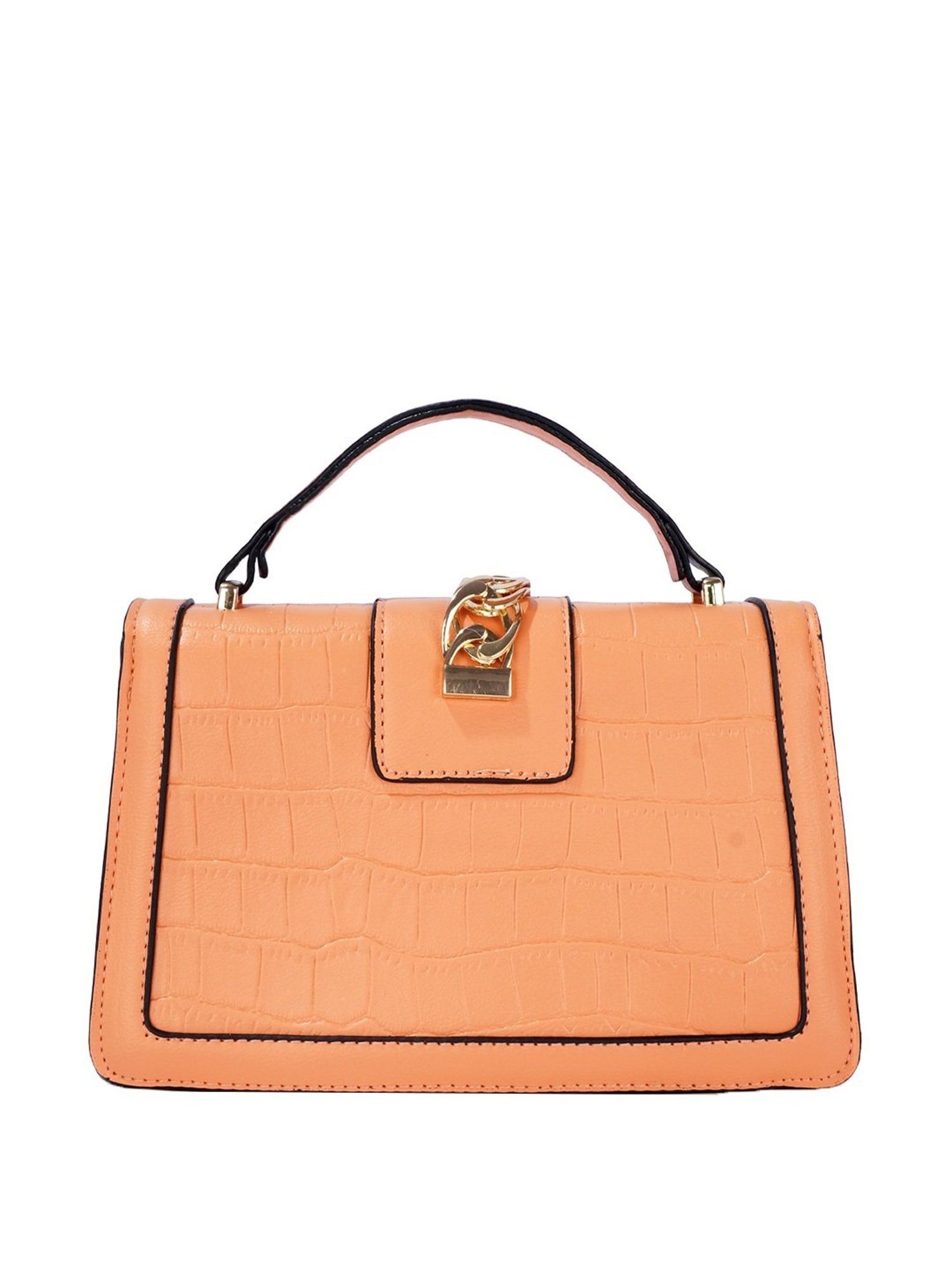Luvoksi Orange Textured Medium Satchel Handbag