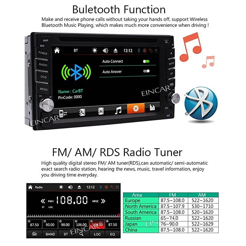 Din Car Stereo GPS Navigation System DVD Player Bluetooth 2 Din Car Radio Capacitive Touch Screen + Free Backup Camera Support SWC USB SD 1080P Wireless Remote Control Car Logo Multi Language