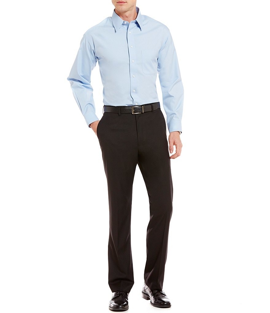 Roundtree & Yorke TravelSmart Luxury Gabardine Ultimate Comfort Classic Fit Flat Front Non-Iron Dress Pants