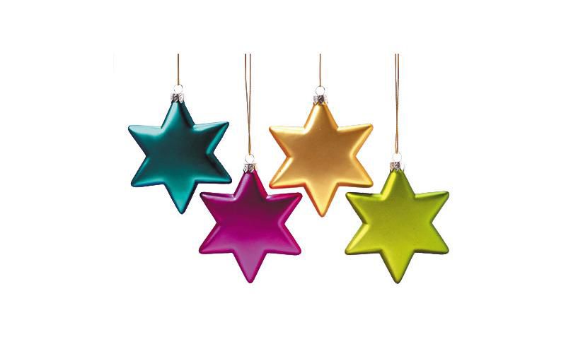 Kurt S. Adler Set of 4 Vibrant Jewel Tone Multi-Color Star Christmas Ornaments