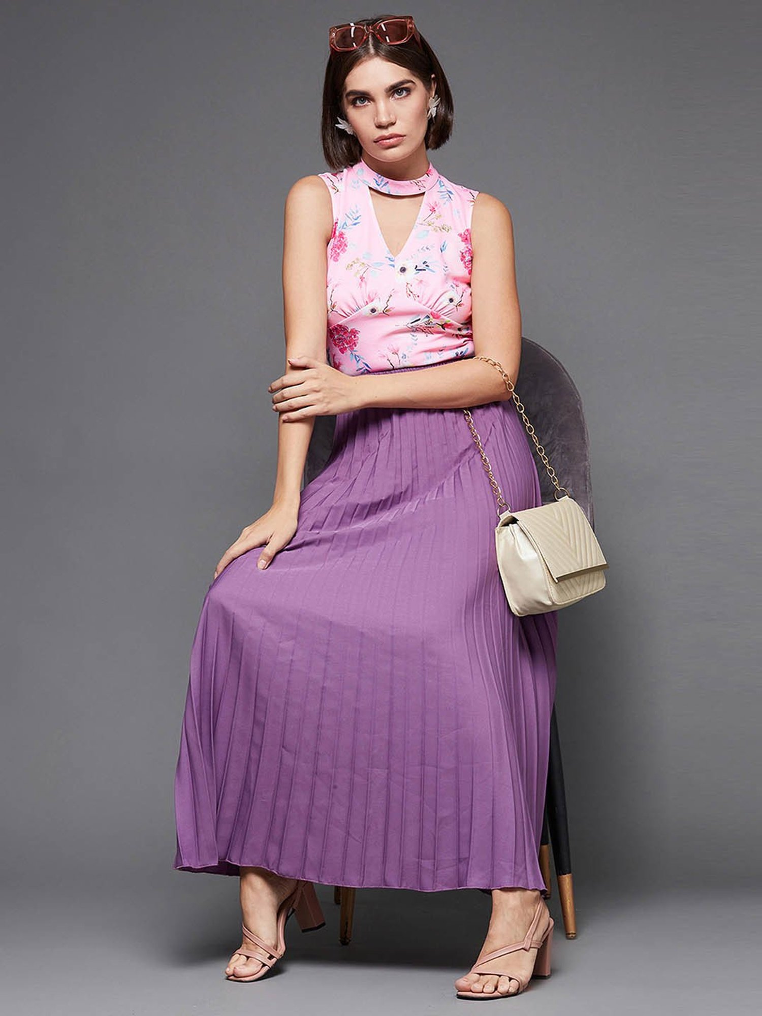 Miss Chase Pink Floral Print Top