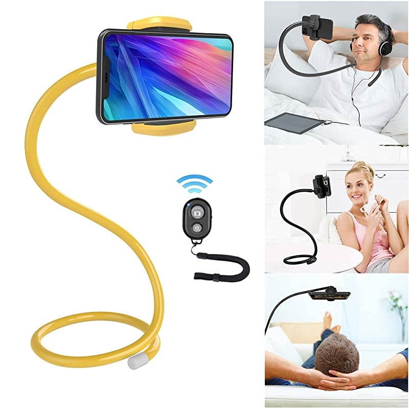 Mobile Phone Stand Lazy Bracket Cell Phone HolderPhone Holder for Bed DIY Free Rotating Mounts with Multiple Function Neck Phone Holder Gooseneck Cell Phone Holders Can Remote Selfie