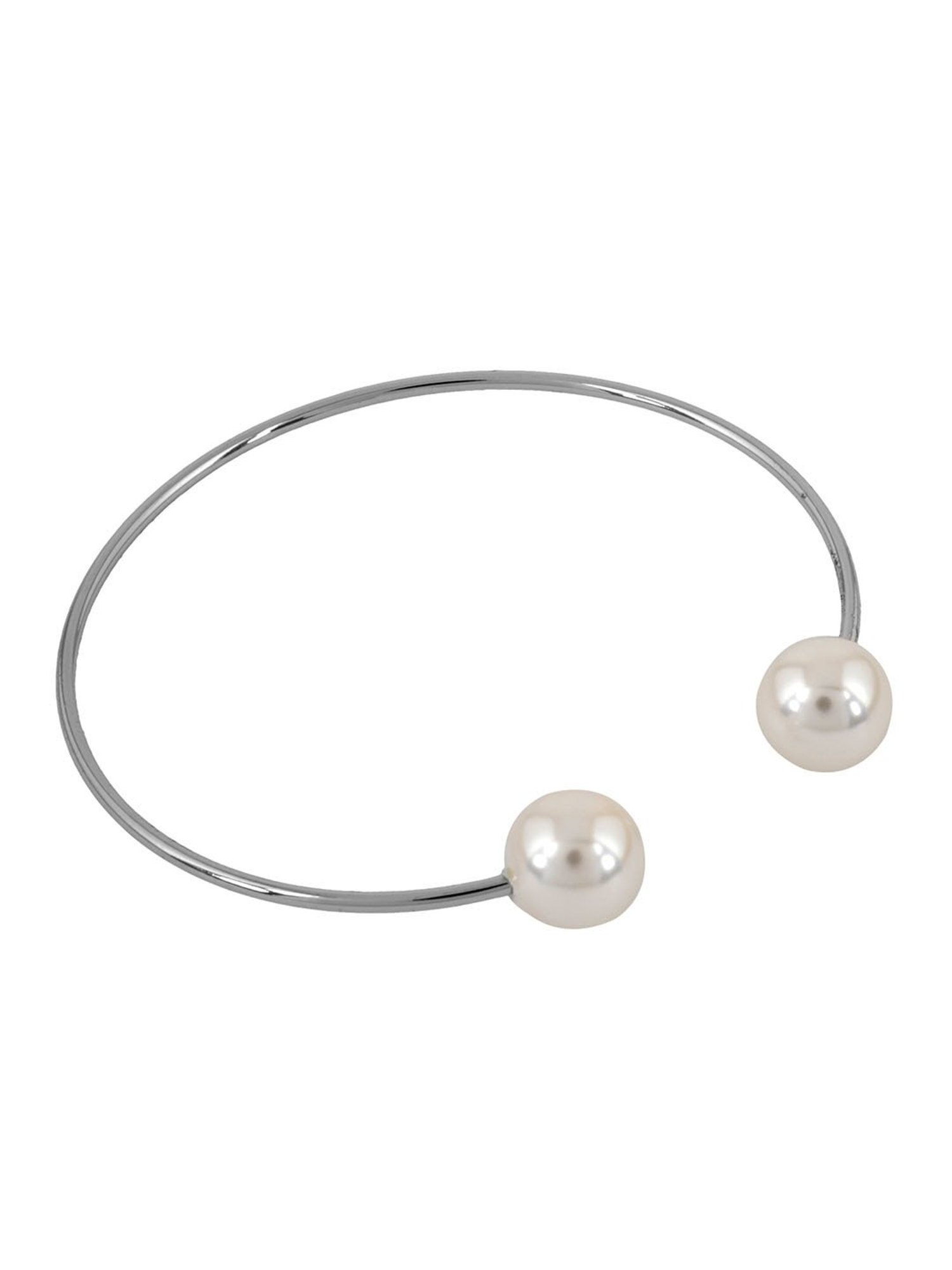 Joker & Witch Silver Romance Twin Pearl Flexible fit Bracelet