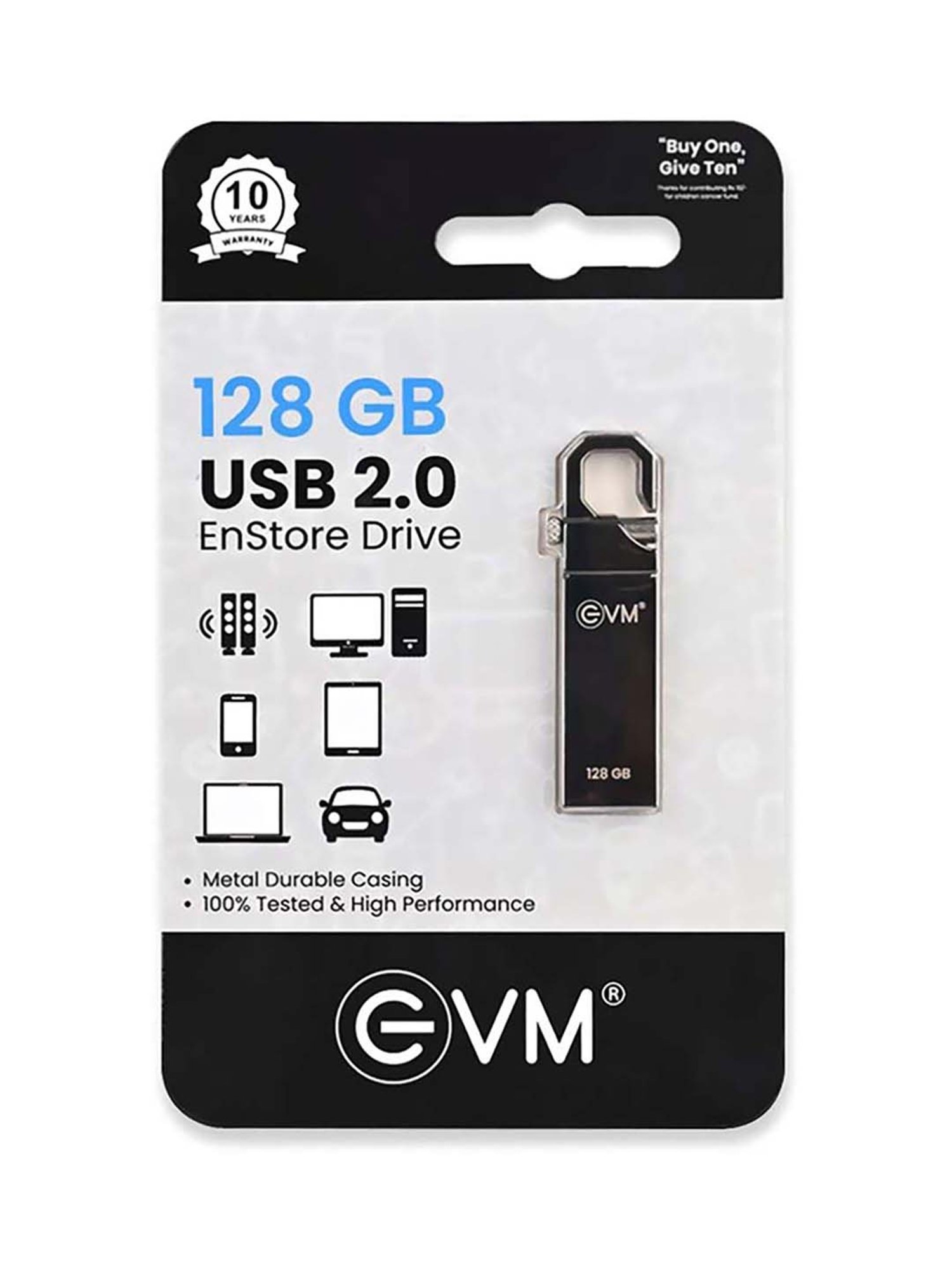 EVM EVMPD 128GB USB 2.0 Pendrive (Metallic Black)
