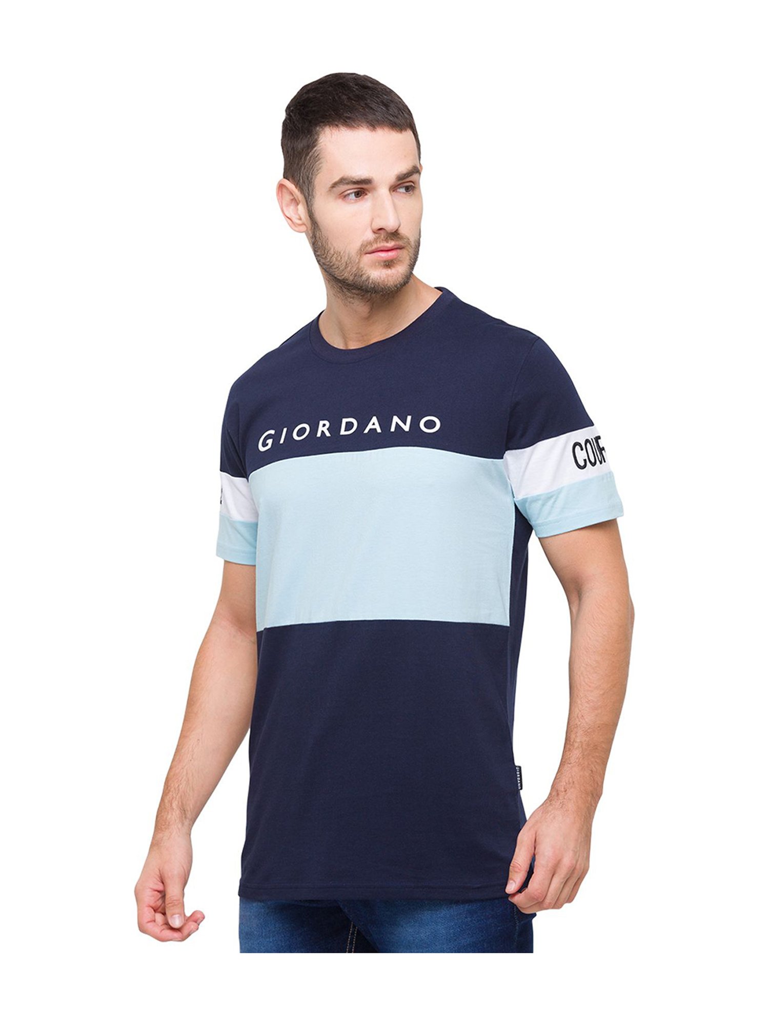 Giordano Navy Round Neck Printed T-Shirt