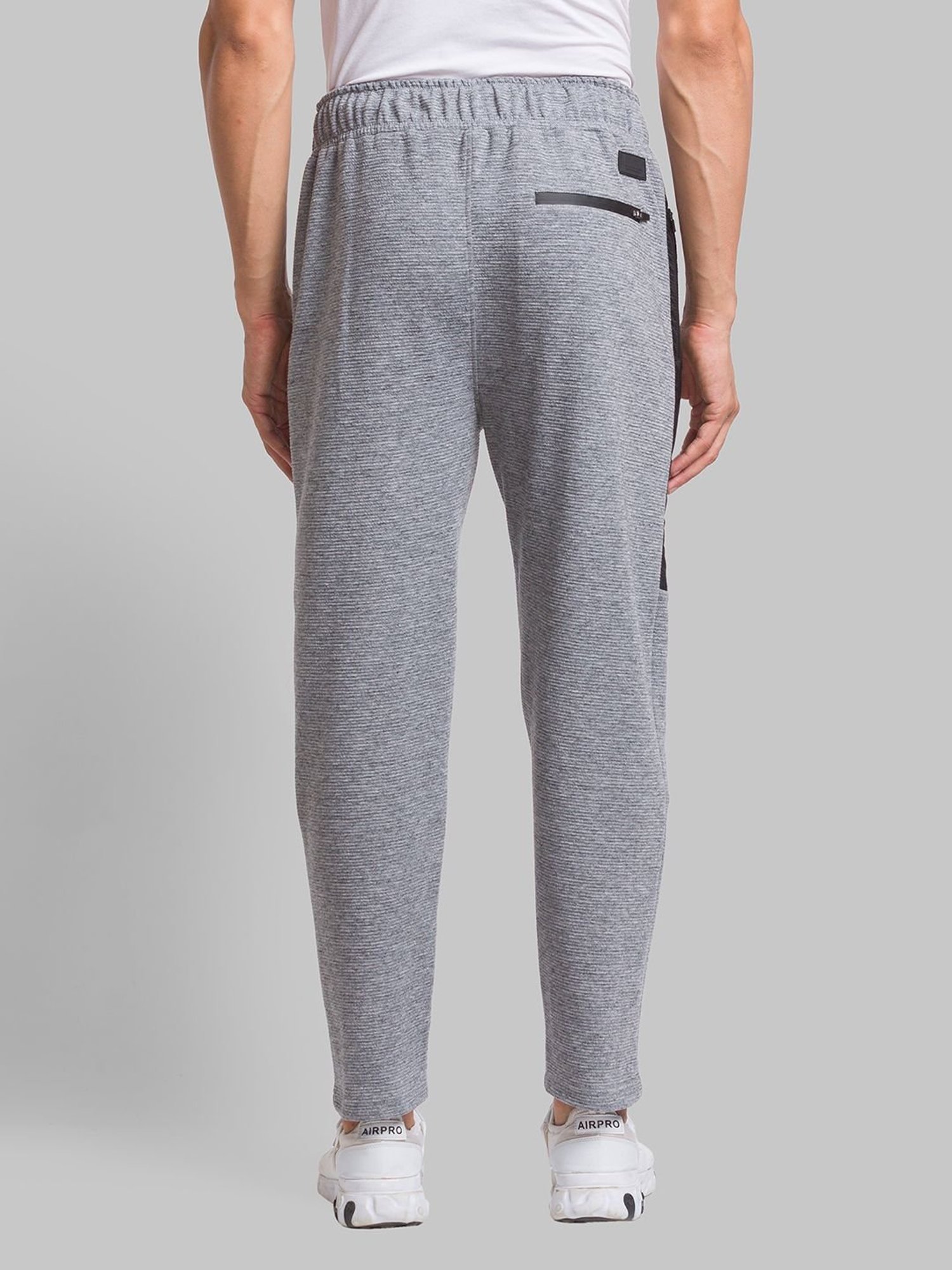 Parx Grey Regular Fit Striped Trackpants