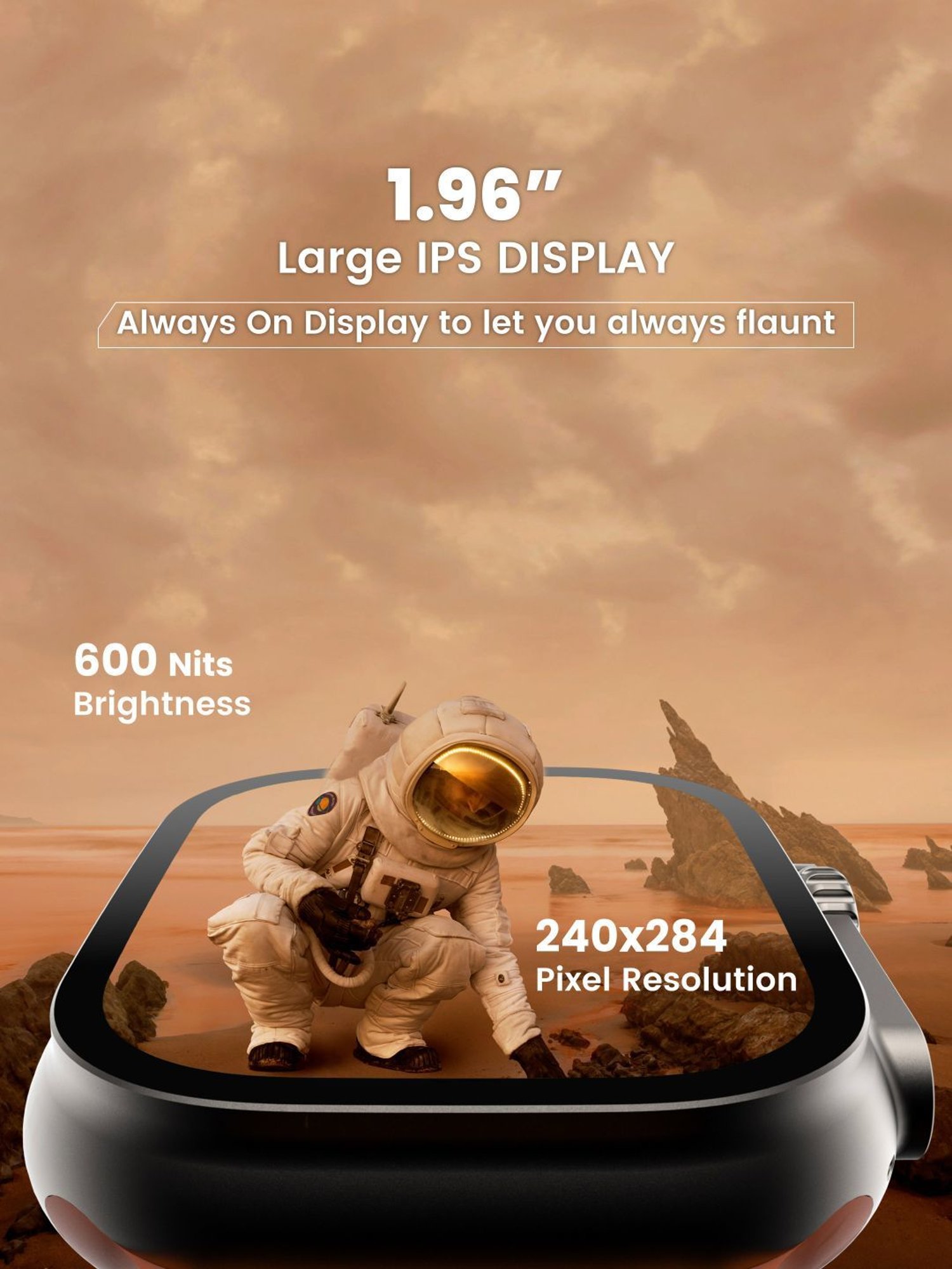 Hammer Ace Ultra Bluetooth Calling Smart watch with 2 Straps (Orange & Grey)