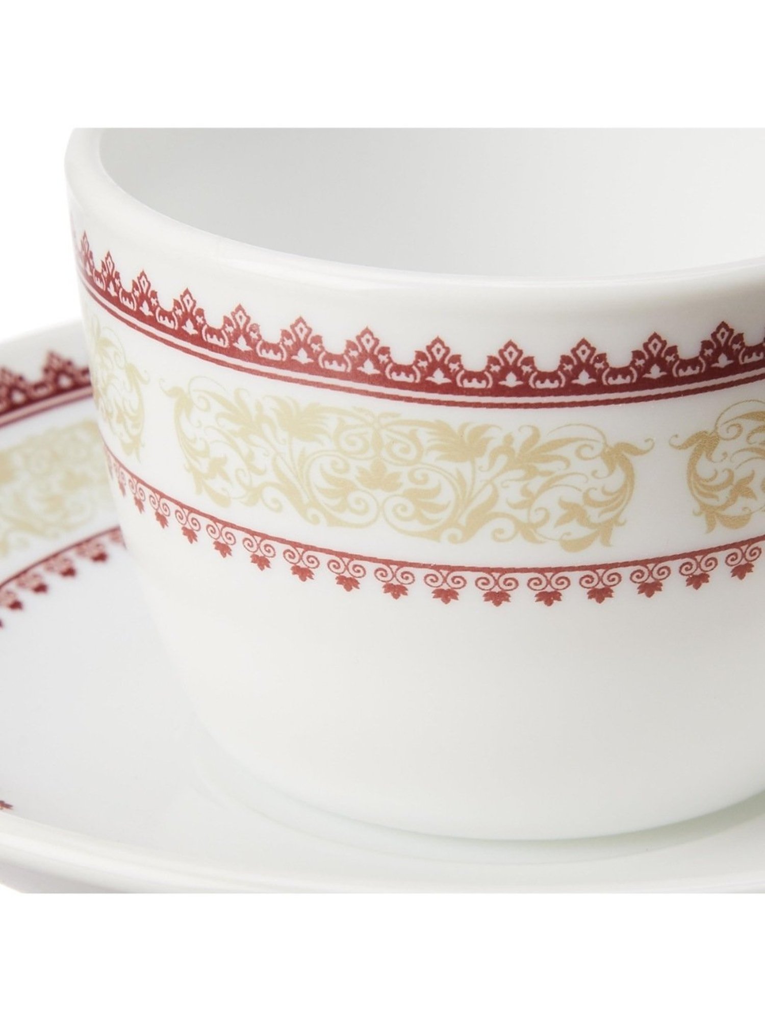 Larah by Borosil Multicolor Ceramic Opalware Cup and Saucer Set of 12 140ml