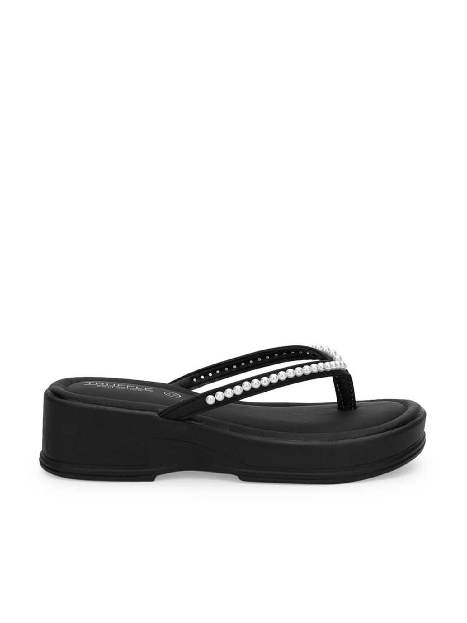 Truffle Collection Women's Black Thong Sandals