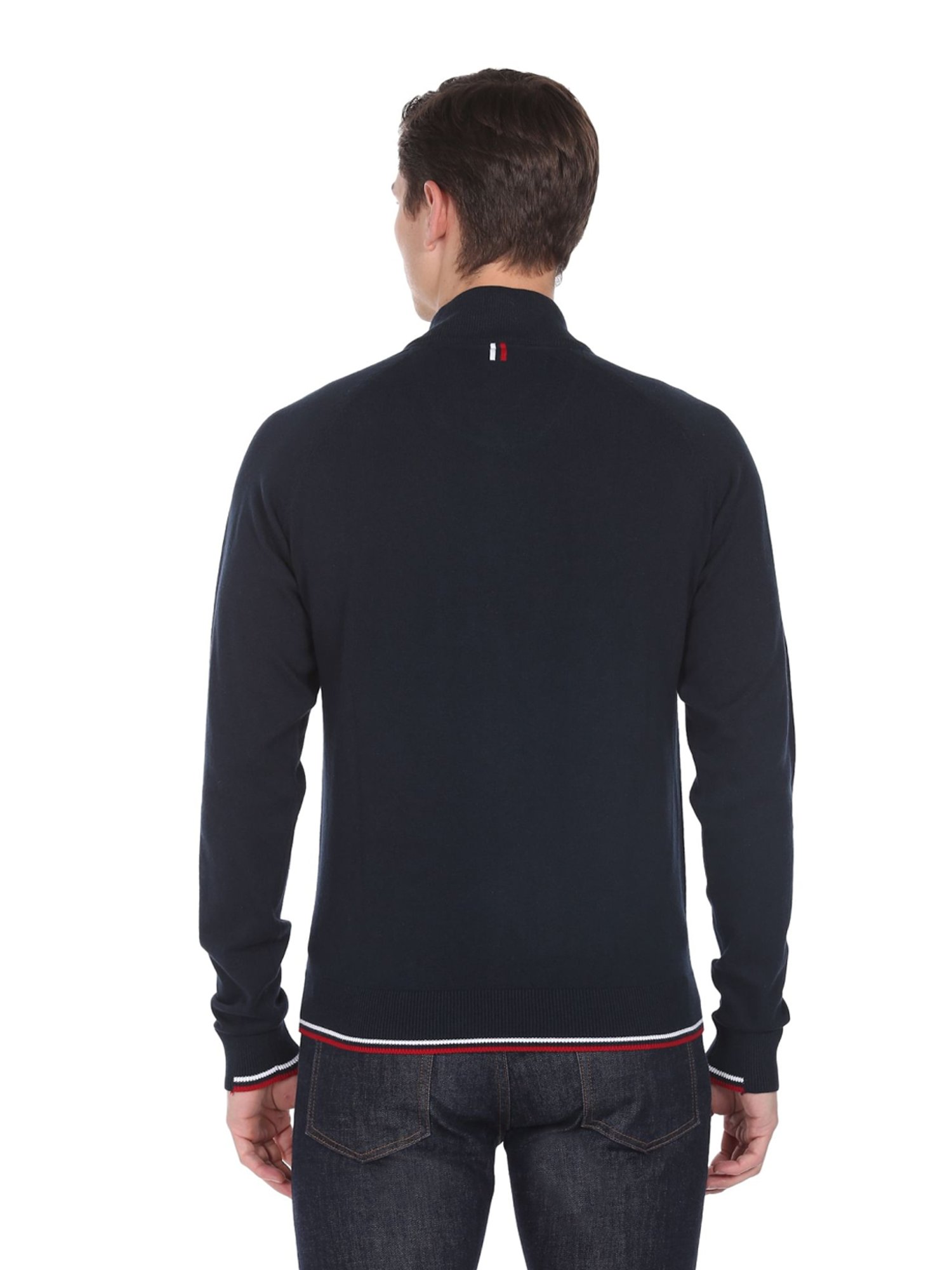 Arrow Sport Navy Blue Cotton Regular Fit Sweater