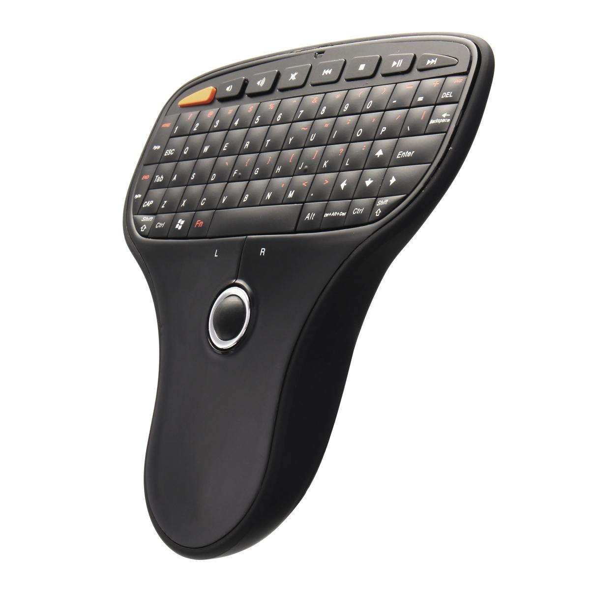 2.4GHz Mini Wireless Keyboard Track Ball Controls for PC Smart TV Android Box Black -