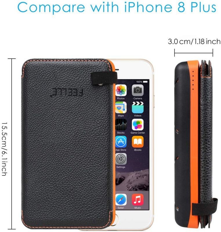 Solar Charger 24000mAh, FEELLE Solar Power Bank with High-Efficiency Foldable Panels and Flashlight, External Battery Pack for Hiking, Camping, Portable Phone Charger for iPhone, Tablet and Samsung