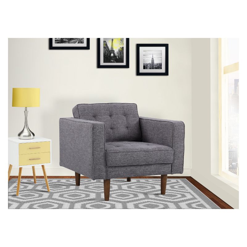 Element Mid-Century Modern Chair in Dark Gray Linen and Walnut Legs - Armen Living