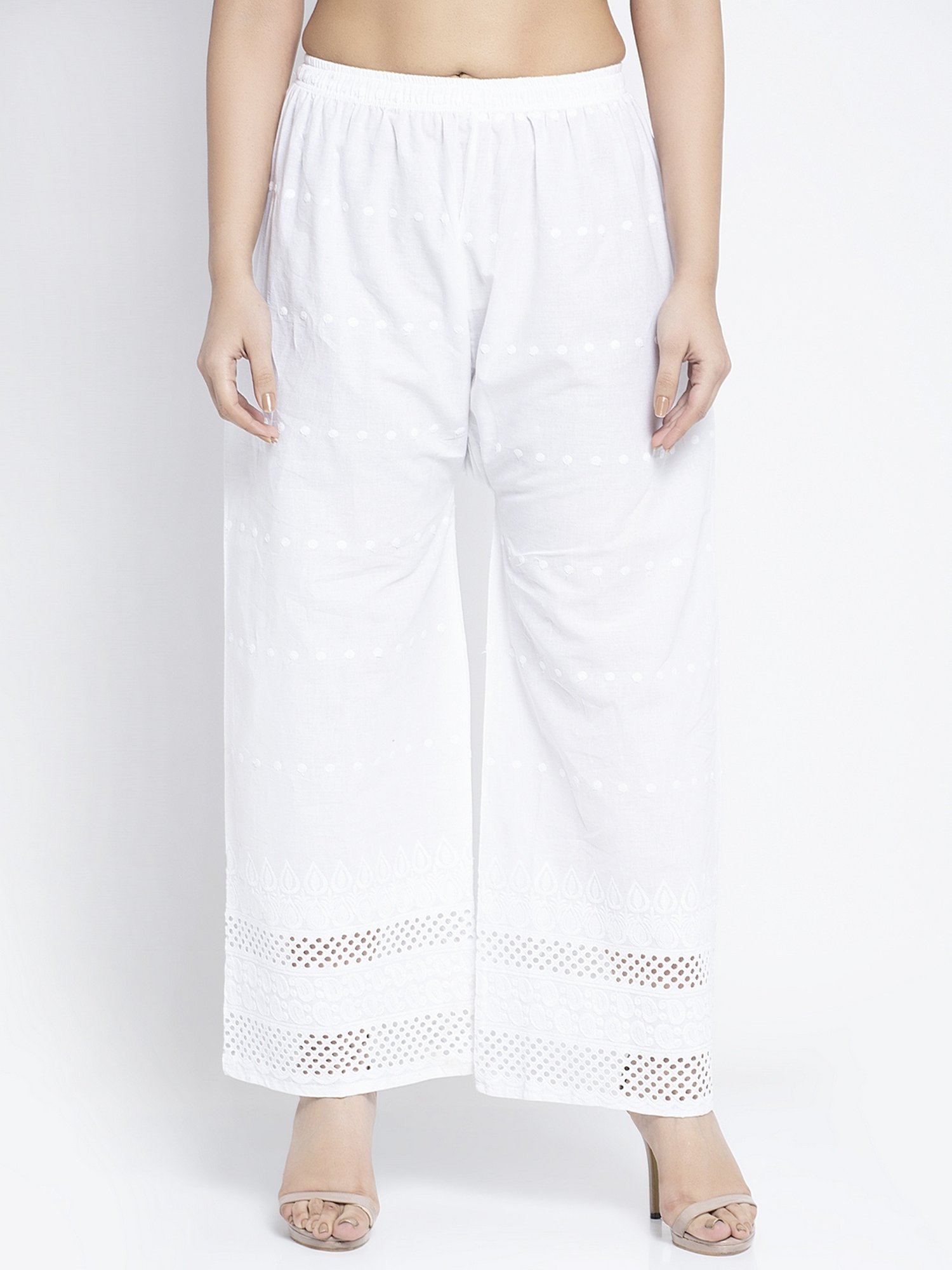 Gracit Black & White Flared Fit Cotton Palazzos Pack of - 2