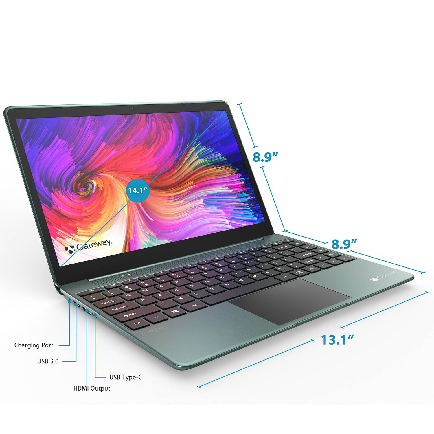Gateway Notebook Ultra Slim Laptop 14.1" IPS FHD Intel Core i3-1005G1 Up to 3.4GHz 12GB RAM 128GB SSD USB-C FP Reader Webcam HDMI Wi-Fi THX Audio Win 10 S Green
