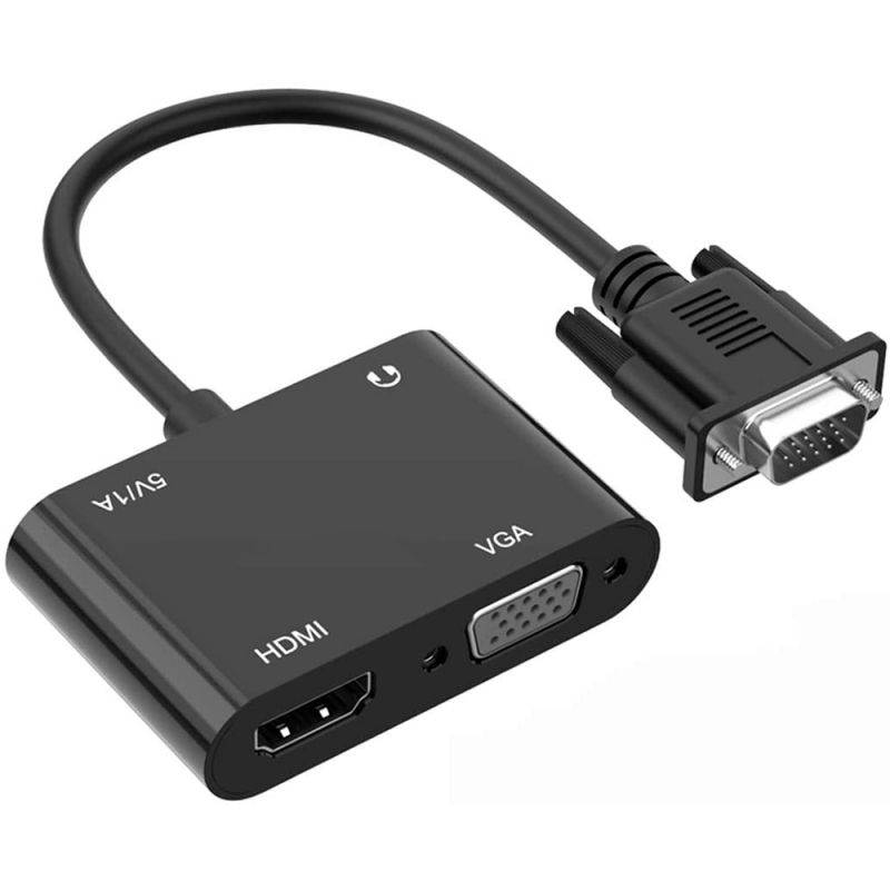 VGA to HDMI VGA Adapter,  VGA Splitter 1 VGA in HDMI VGA 2 Out (VGA HDMI Interface Display at The Same time), VGA to HDMI VGA Adapter for Computer, Desktop, Laptop, PC, Monitor, Projector
