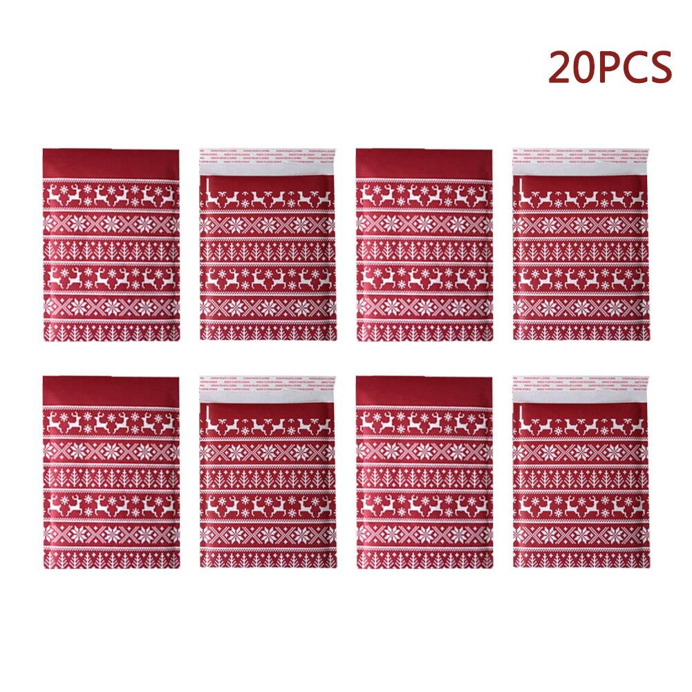 20pcs Lovely Reindeer  Paper School Christmas Pattern Gift Bubble Mailer Santa Claus Office Self Seal Mailing Lightweight