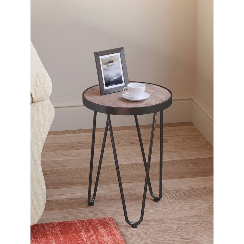 Farmhouse Side Table Metal Brown/Black- ClickDecor