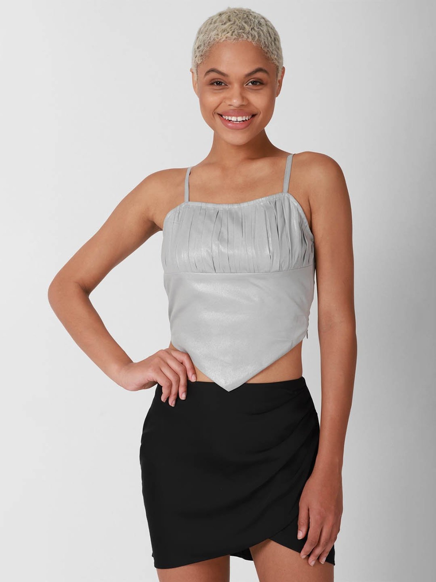 Forever 21 Grey Regular Fit Crop Cami Top