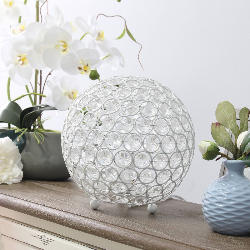 8" Elipse Crystal Ball Sequin Table Lamp White - Elegant Designs