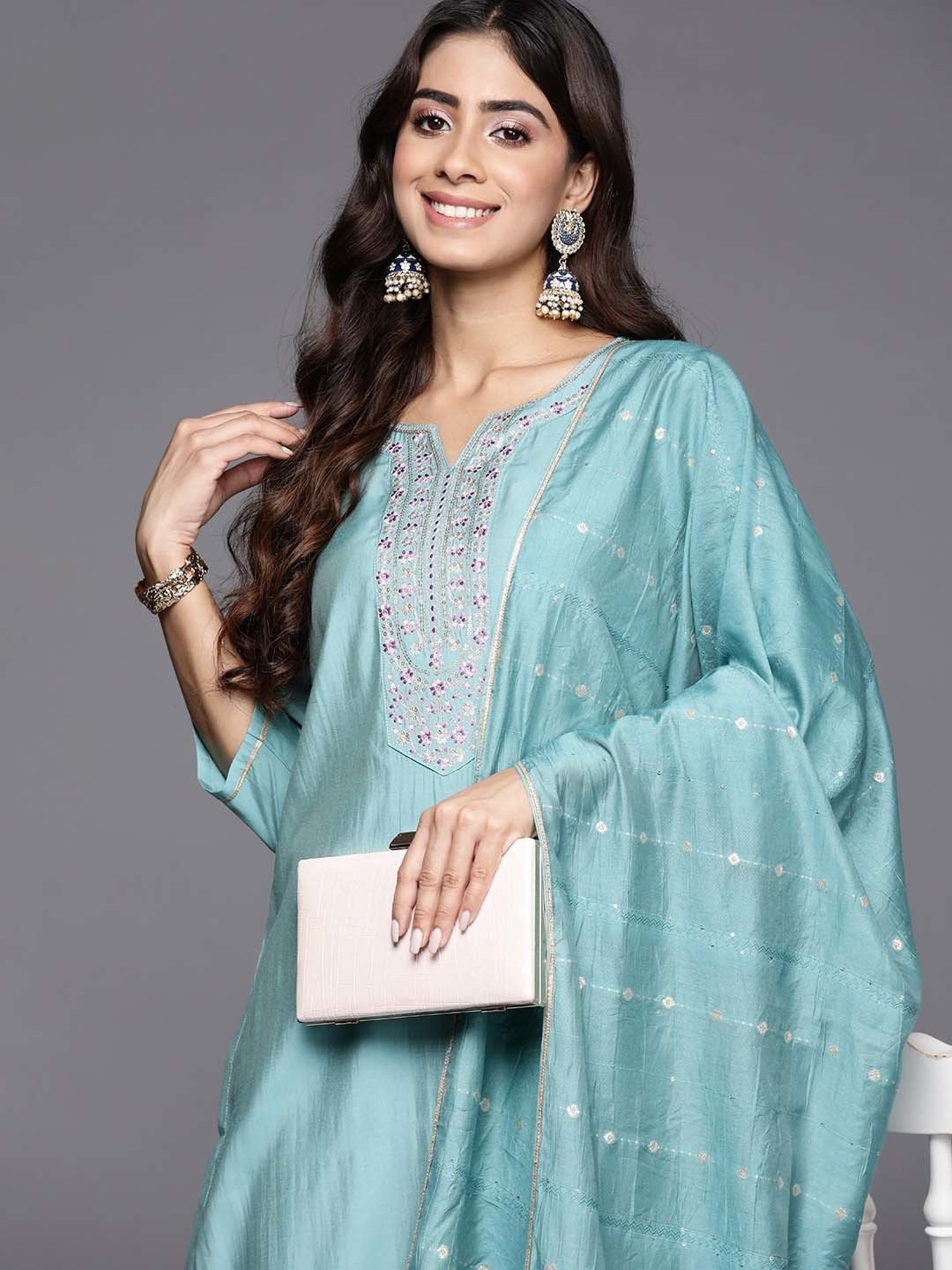 URBAN MYSTIC Black Rayon Embroidered Kurta & Sharara Set