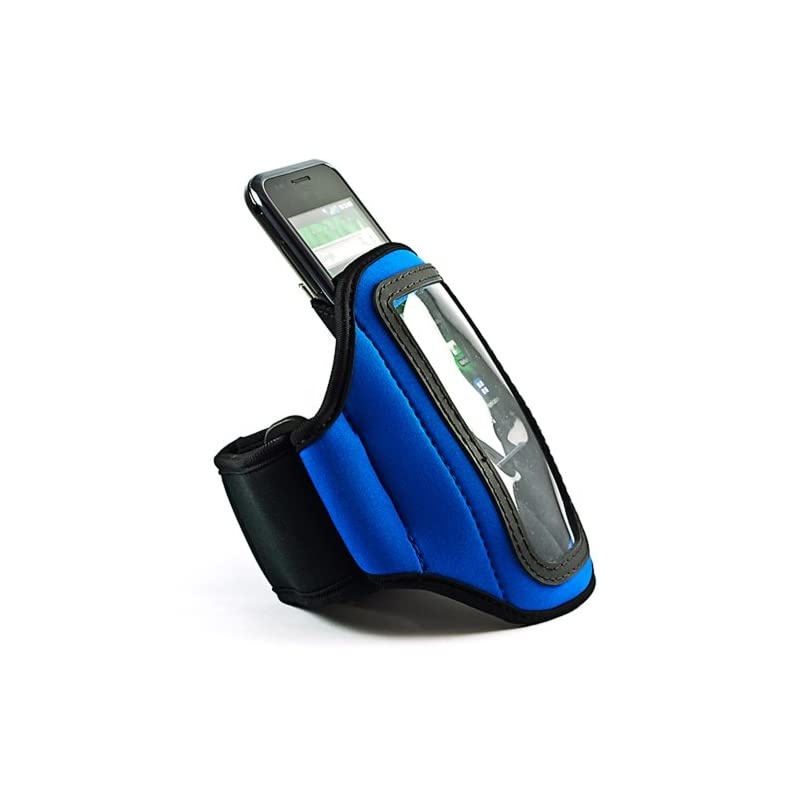 LG Optimus Elite Android Phone Neoprene Armband w/Special Key Pocket Blue!!