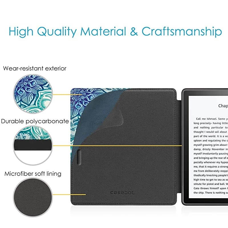 Leather Case for Kindle Oasis (10th and 9th Gen, 2019 and 2017 Release) - Slim Fit Protective Cover, Black