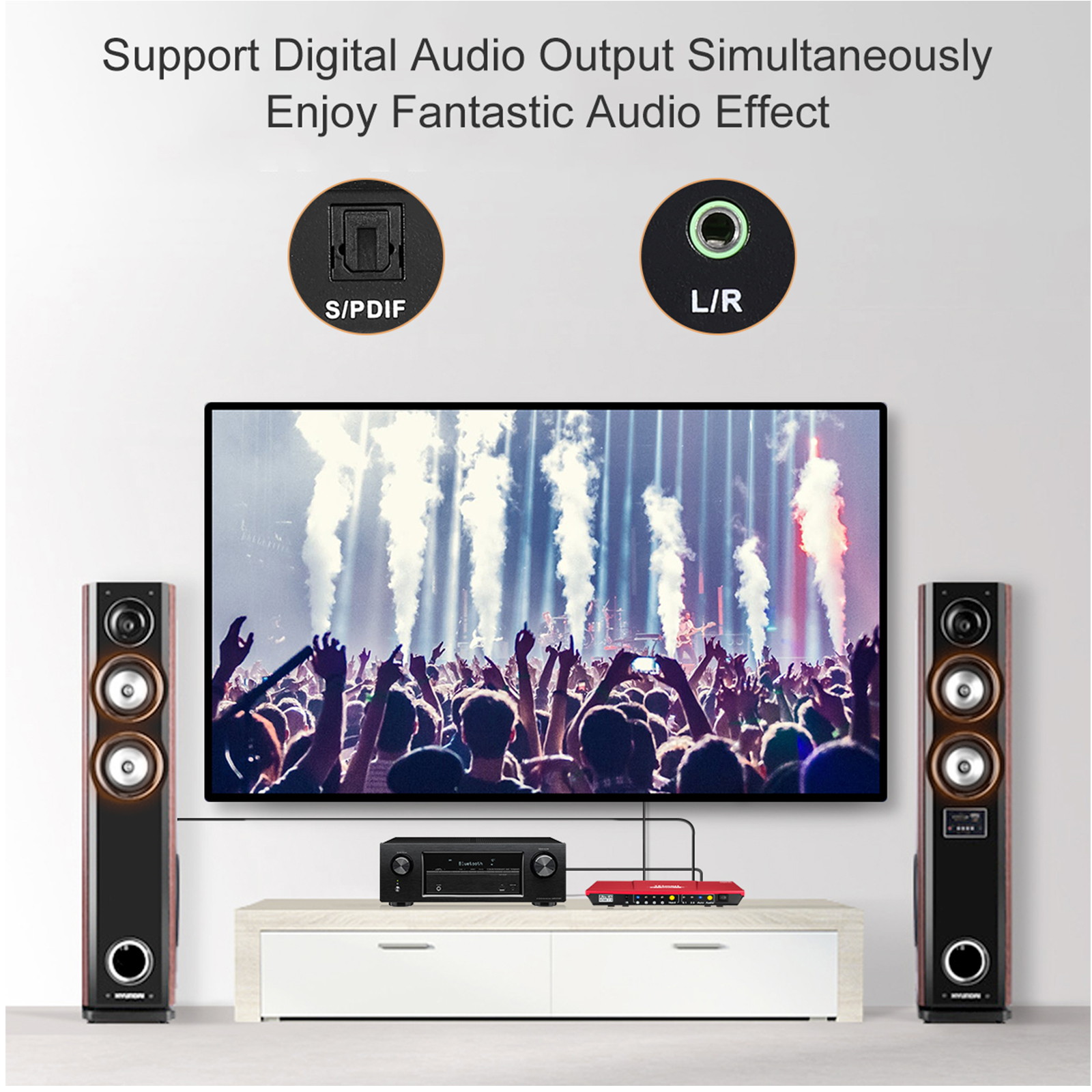 TESmart 4x1 HDMI Switch Ultra HD supports 4K@60Hz 4: 4: 4, 4-port HDMI switch 3DTV pass-through, Support S/PDIF and L/R audio out and IR remote control, For Xbox 360/One, PS4/PS3