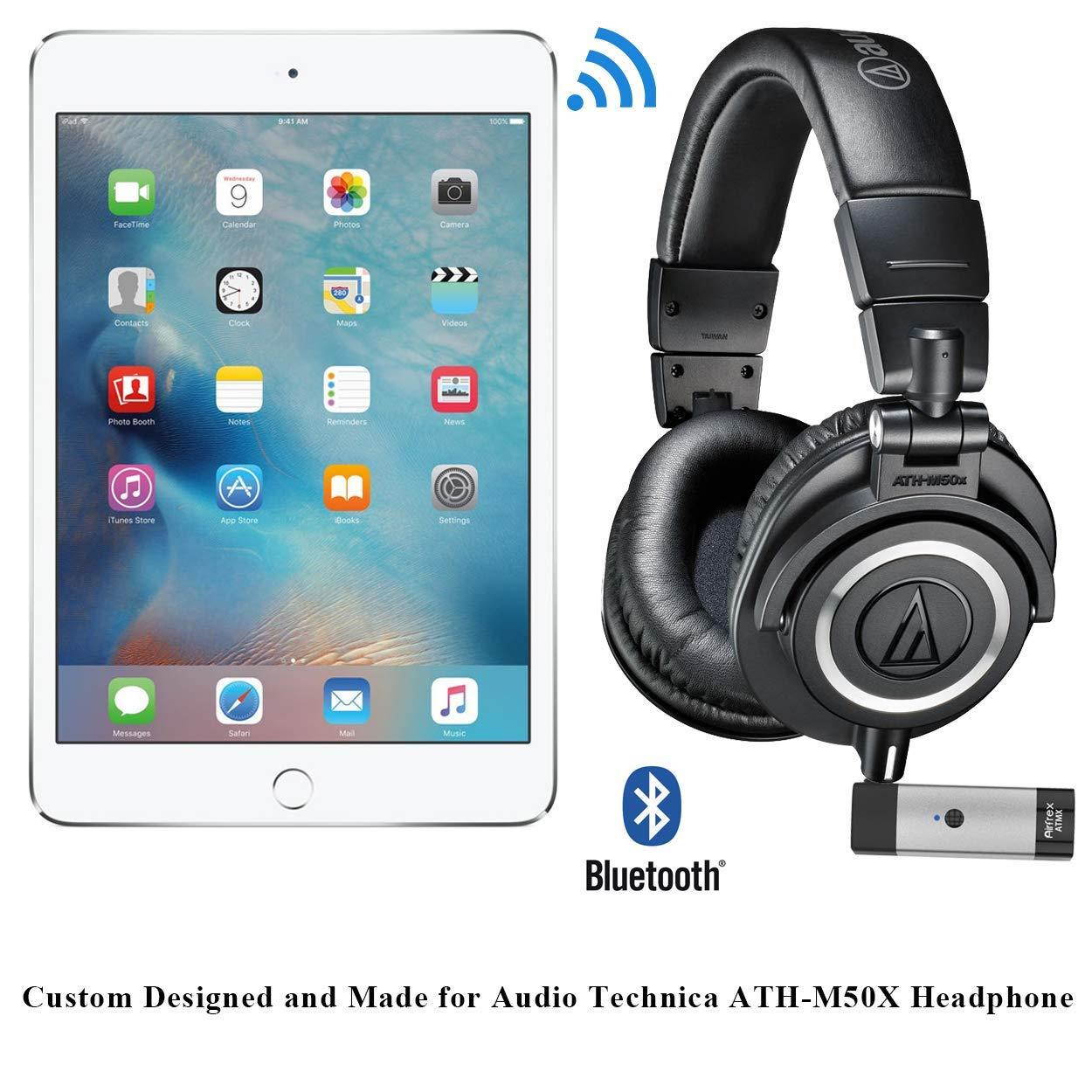 Airfrex Wireless Bluetooth Adapter Receiver with Microphone and 2.5mm Jack for Audio Technica ATH-M50X and ATH-M40X and ATH-M70X Headphones, Audio Technica Headphone Cable Cord Replacement Connector