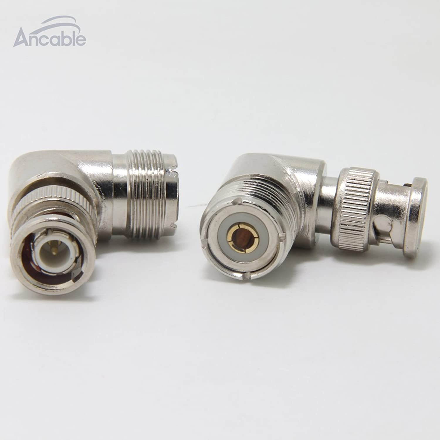 Ancable UHF Female PL-259 to BNC Male L Shape Right Angle 90 Degree Coax Cable RF Antenna Adapter Pack of 2