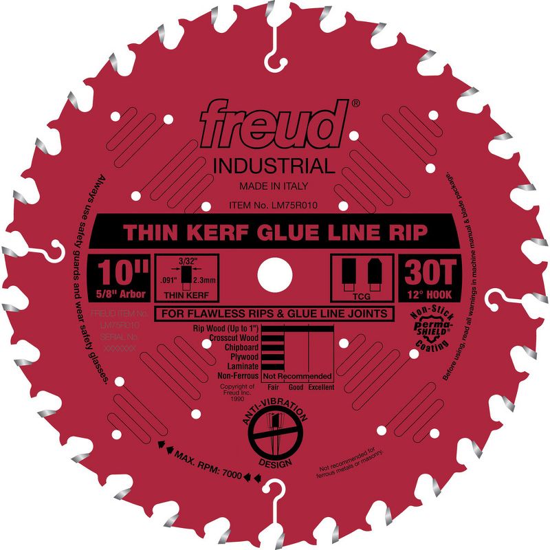 Freud LM75R010 10 in. 30 Tooth Thin Kerf Glue Line Rip Saw Blade