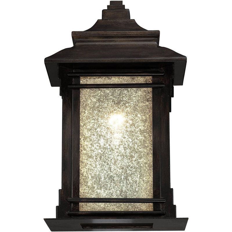 Franklin Iron Works Rustic Farmhouse Outdoor Wall Light Fixture Walnut Bronze 16 1/2" Frosted Cream Glass for House Porch Patio