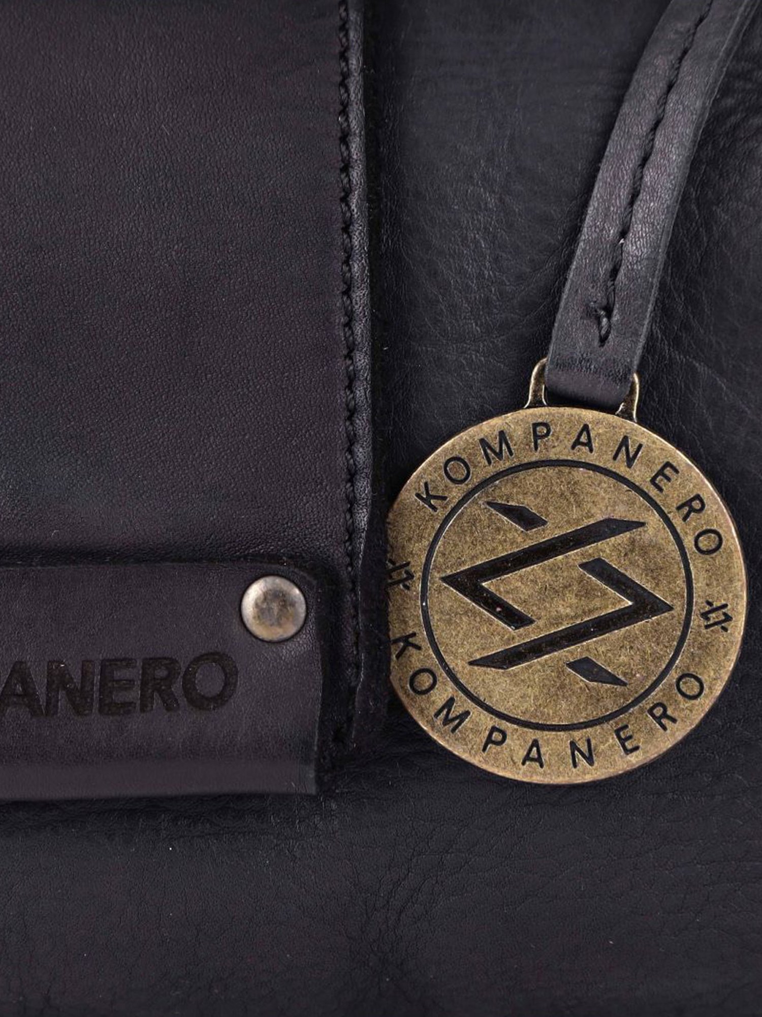 KOMPANERO Athena Black Leather Solid Sling Handbag