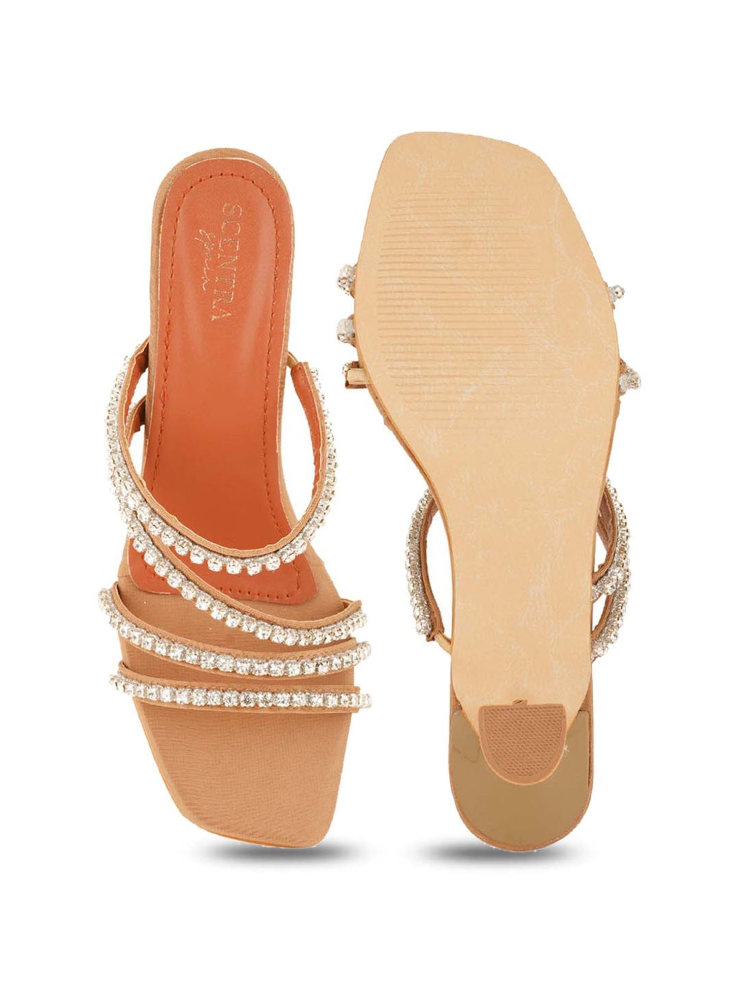 Scentra Women's Beige Ethnic Sandals