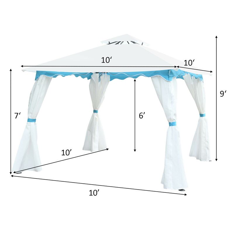 Costway Outdoor 2-Tier 10'x10' Gazebo Canopy Shelter Awning Tent Patio Garden Screw-free structure Brown