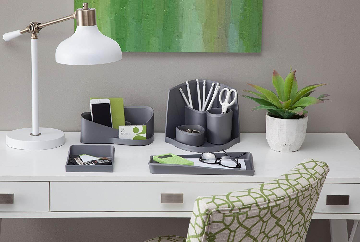 Silhouette Spaces Stuff Cups Organizers, 4.4" x 3.5" x 3.5", Pack of 2, Gray (37610)