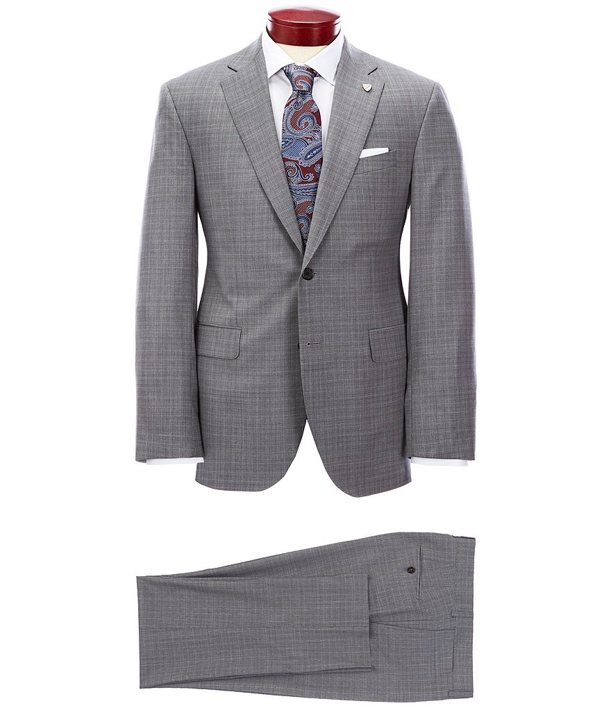 Cremieux Modern Fit Micro Plaid Grey Wool Suit