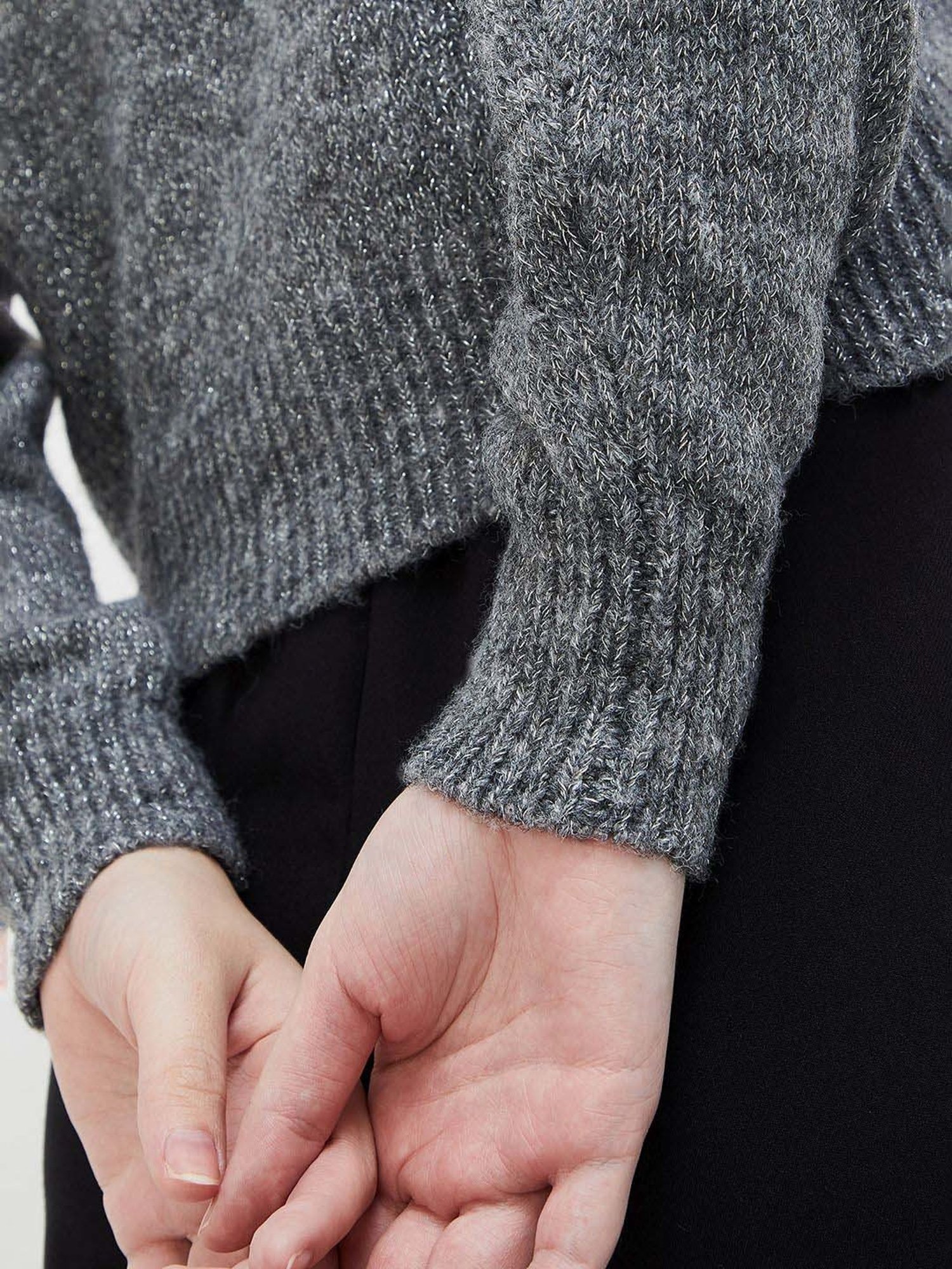 Code by Lifestyle Grey Self Pattern Sweater