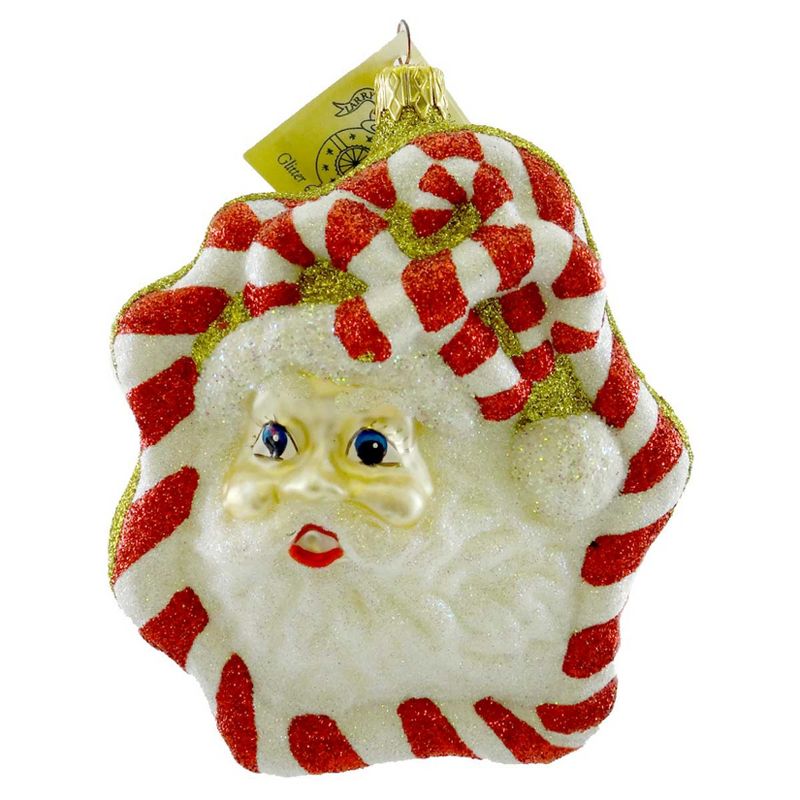 Larry Fraga Candy Cane Santa Ornament Christmas Glittered  -  Tree Ornaments