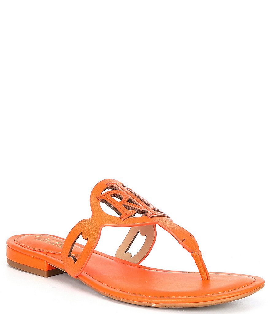 Lauren Ralph Lauren Audrie Leather Logo Thong Sandals