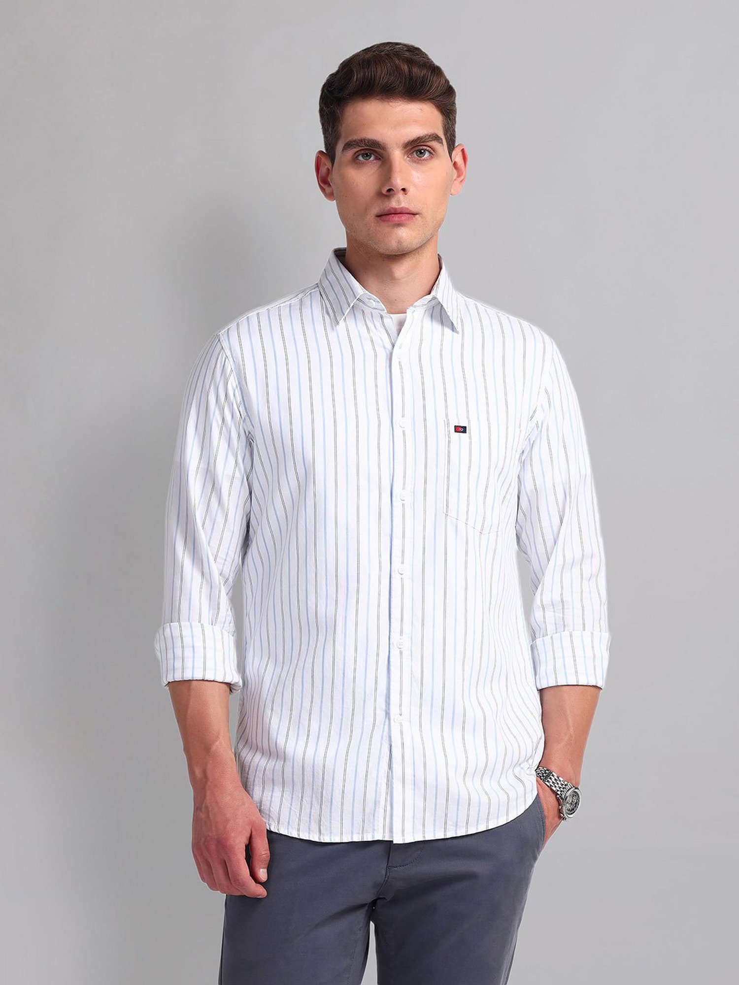 AD by Arvind Multicolor Slim Fit Striped Shirt