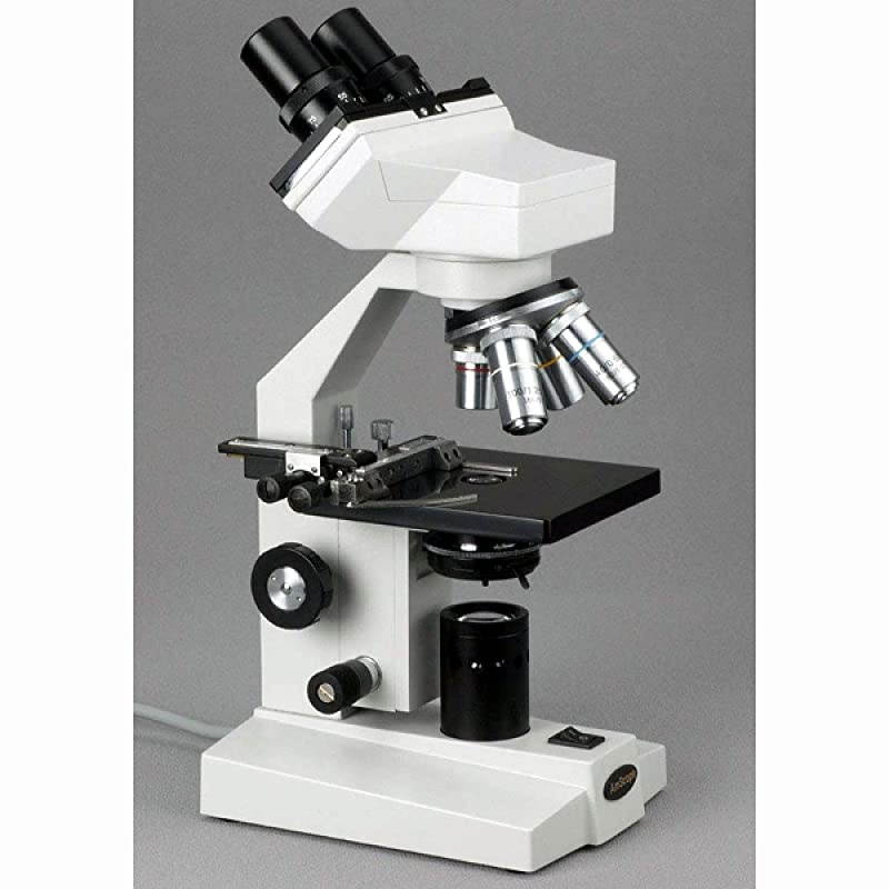 B100B-MS Compound Binocular Microscope, 40X-2000X Magnification, Brightfield, Tungsten Illumination, Abbe Condenser, Mechanical Stage