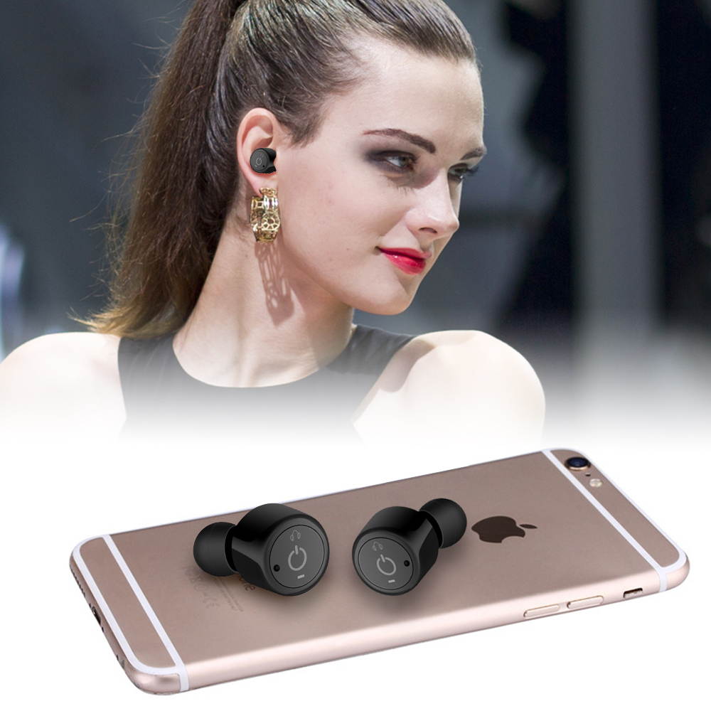 Double-ear Wireless Bluetooth Headset True Wireless Technology Sports Earphone Bluetooth 4.2 for iPhone, iPad, Samsung, HTC, LG, 
and all other Phone/Tablet