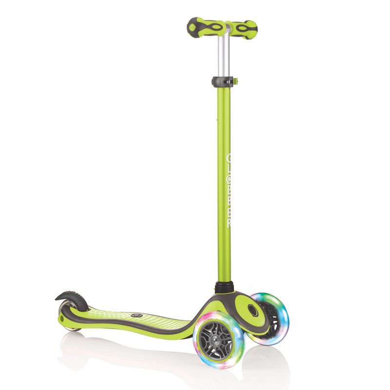 Globber V2 3-Wheel Kids Kick Scooter with LED Light Up Wheels and Adjustable Height and Comfortable Grips for Boys and Girls, Lime