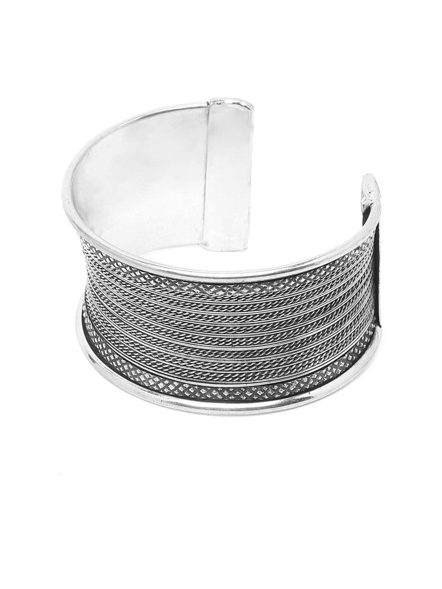 YouBella Jewellery Celebrity Inspired Silver-Plated Cuff Bracelet