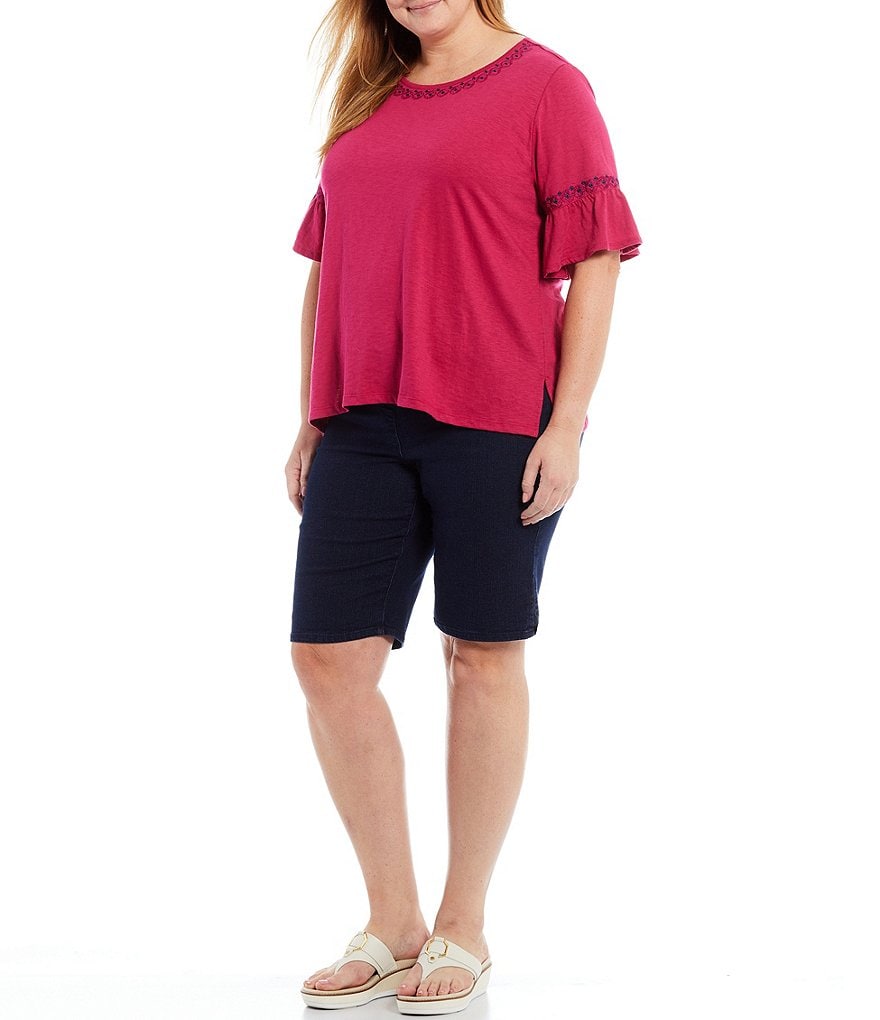 Allison Daley Plus Size Stretch Denim Pull-On Bermuda Shorts