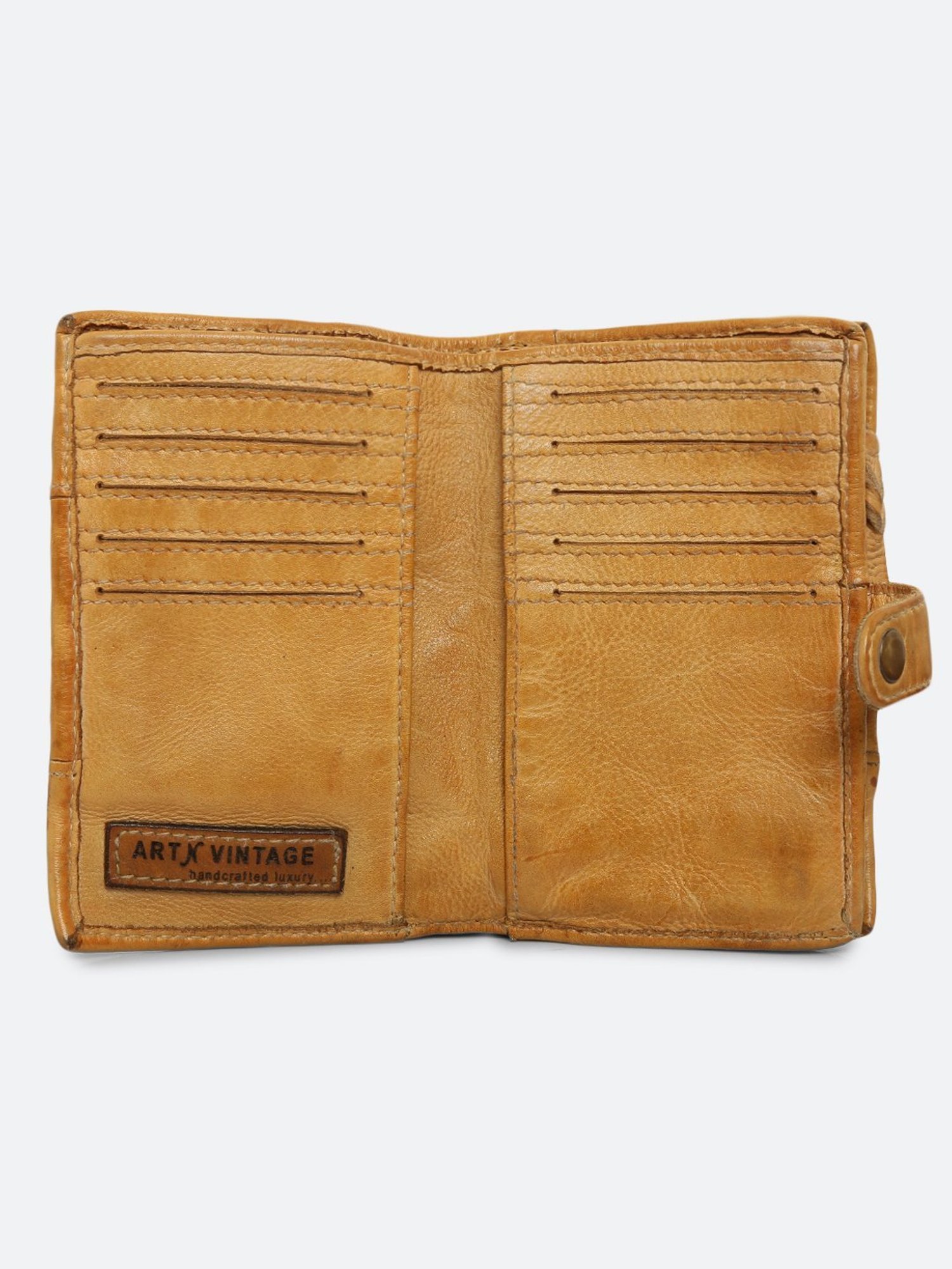 Art N Vintage Volga Mustard Yellow Leather Textured  Bi-Fold Wallet for Women